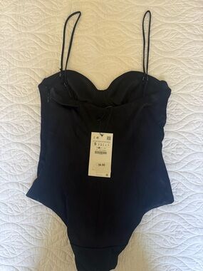 Zara Black Spaghetti Strap Bodysuit